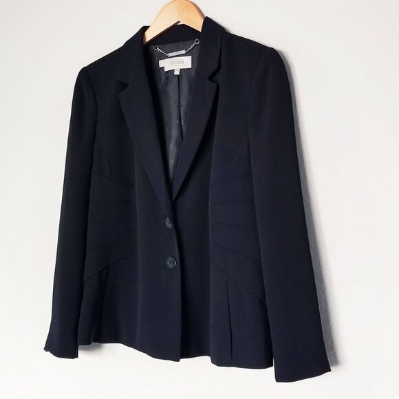 Hobbs London Single Breasted Two Button Darted Pintuck Pleats Blazer Jacket 10 - Picture 12 of 16